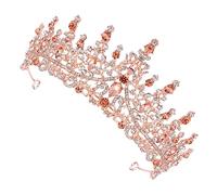minkissy Girls Baroque Tiara Bridal Wedding Crown Rhinestone Birthday Headband Elegant Decorative Headpiece