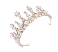 minkissy Glamorous Wedding Headdress Bridal Baroque Pearl Rhinestone Crown for Bride Tiara Wedding Crown