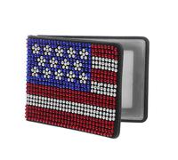 minkissy Glitter Rhinestone Car Registration Organizer with American Flag Design Scratch-Resistant Vehicle License and Insurance Card Holder Compact Wallet for Glove Box Storage