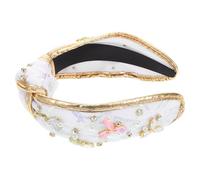 minkissy Goddess Headband for Women Wide Jewel Knot Headband Sparkling Beaded Headpiece for Evening Wedding Accessory