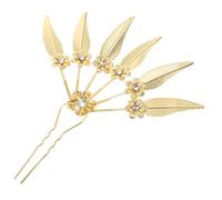 minkissy Gold Leaf Rhinestone Hair Pin Elegant Floral Chignon Accessory for Women Lightweight Metal Shaped Hair Stick for Secure Styling for Weddings and Special Events
