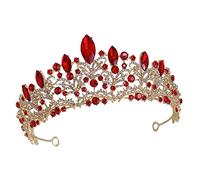 minkissy Gold Red Rhinestone Wedding Crown Headpiece for Women Bridal Tiara Set for Wedding Banquets Rhinestone Tiaras for Girls Workmanship