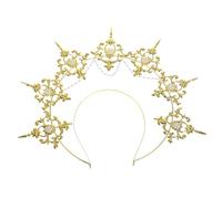 minkissy Gold Tiara Headband Gothic Crown Hair Accessory Goddess Accessories for Women Halloween Headpiece