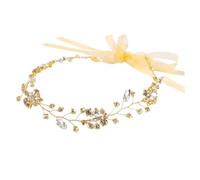 minkissy Gold Wedding Headdress for Bride Bridesmaid Handmade Rhinestone Headband Elegant Hair Decor for Special Occasions for Weddings Proms and Parties