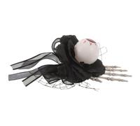 minkissy Gothic Black Flower Costume Accessory Brooch with Bone and Eye Texture, Versatile Placement and Secure Attachment for Indoor Celebrations and Cosplay, Size 16.5x13x5cm