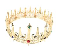 minkissy Gothic Crown Jewelry for Men King Crown Tiara Gold Costume Headwear for Bridal Parties