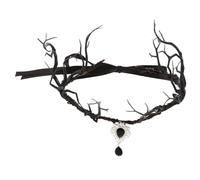 minkissy Gothic Flower Headpiece with Antlers Foldable Fairy Costume Crown for Halloween Festivals Cosplay Unique Renaissance Accessories Eye Catching Deer Cosplay Hairband