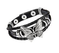 minkissy Gothic Punk Butterfly Cuff Bracelet for Men Women Durable Wristband Wrist Strap Multi Woven Rock Style Bangle Comfortable Non Itchy Fashion Accessory for Teens and Adults