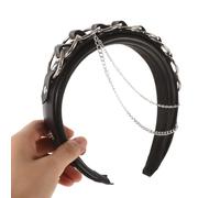 minkissy Gothic Punk Headband Chain and Studded Details Creative Hair Accessories for Women for Cosplay and Festivals Unique Decorative Hair Band