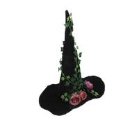 minkissy Gothic Rose Witch Hat for Women Wide Brim Pointed Halloween Costume Accessory for Parties Cosplay Events and Stage Performances Durable Comfortable Design