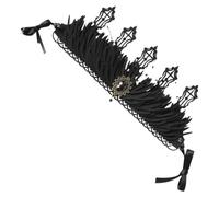 minkissy Gothic Vintage Crown Hair Accessory for Women, Black Felt Cloth Alloy and Resin Rhinestone, Adds Charm and Highlights Nobility Temperament, for Halloween Photoshoot