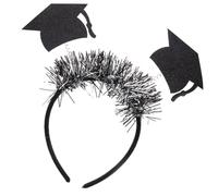 minkissy Graduation Headband for Adults Silver Star Mortarboard Hair Accessory Comfortable Elastic Party Decoration for Ceremony Photo Props