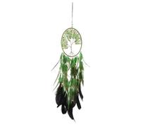 minkissy Green Dreamcatcher Wall Hanging Decoration Plume Material Elegant Bohemian Style Adds Uniqueness and Blessing for Bedroom Home Pendant
