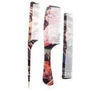 minkissy Hair Styling Comb Set 3pcs Mens Graffiti Combs for Retro Haircut and Hair Maintenance