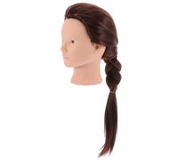 minkissy Hairdressing Mannequin Head with Real Human Hair, Dark Brown Straight Wig for Braiding and Styling Practice, Salon Training Tool with Stand for Hairdressers and Makeup Artists
