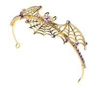 minkissy Halloween Crown Headdress Spider Web Crown for Women Party Rhinestone Metal Gothic Spider Web Headband for Cosplay