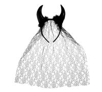 minkissy Halloween Devil Horns Headband with Black Veil, Women’S One Size Party Hair Accessory for Halloween Costume and Themed Events