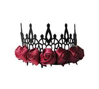 minkissy Halloween Gothic Red Rose Tiaras - Queen Headband Cosplay Hairpiece for Birthday Halloween Evening Party Headdress