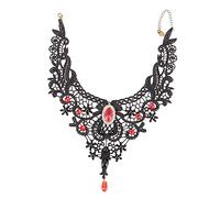 minkissy Halloween Lace Clavicle Chain Necklace V Shape Retro Black Lace Collar Womens Neck Decor for Party Costume Accessories