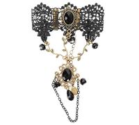 minkissy Halloween Lace Hand Chain Gothic Bangle with Adjustable Artificial Crystal for Parties Weddings and Costumes Durable Material for Vintage Looks