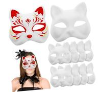 minkissy Halloween Mask Pack 10pcs Blank Cat Masks Cat Masks White Unpainted Diy Cat Masks