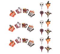 minkissy Halloween Paper Cupcake Toppers 48pcs with Pumpkin Phantom Arachnid Skull Bat Shapes, Easy to Use and Versatile Cake Decoration for Party Table Settings, Unique Vibrant Design