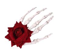 minkissy Halloween Skeleton Hairpin Large Rose Hand Bone Hair Clip Gothic Jewelry for Women Easy to Wear