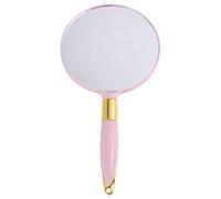 Minkissy Hand Mirror, Round Handheld Mirror with Handle Vintage Makeup Mirror Cosmetic Supplies (Pink)