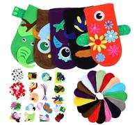 minkissy Hand Puppet Making Kit DIY Felt Sewing Craft with Pompoms and Googly Eyes for Beginners Animal Role Play Supplies Soft Comfortable Felt Tools
