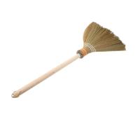 minkissy Hand Woven Straw Broom Soft Bristle Sweeping Brush for Home Cleaning Removable Handle Indoor Outdoor Use