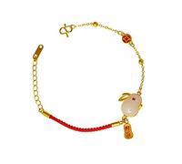 minkissy Handwoven Chinese Zodiac Rabbit Bracelet Woven Corded Bracelet for Year Celebration Symbol of Wealth and Love for