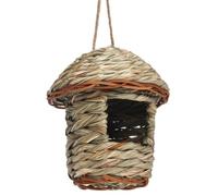 minkissy Handwoven Khaki Bird Nest House Made of Synthetic Material Rustic Delicate Design Protects Birds from Snow Provides Sheltered Warm Place in Garden Or Tree Branches