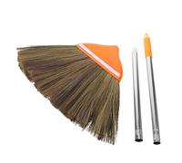minkissy Handwoven Miscanthus Soft Grass Broom with Long Plastic Handle, Vintage Classic Elegance Sweeping Brush for Outdoor Courtyards and Household Floor Cleaning
