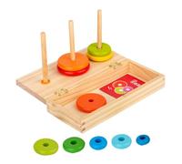 minkissy Hanoi Tower Educational with Flip Cover Interactive Color Learning Rings for Cognitive Development Game for Early Childhood Logic Training