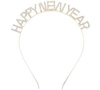minkissy HAPPY NEW YEAR Headband 2025 rhinestone Headpieces NEW YEAR Headwear Christmas Holiday Party Hair Accessory for Women Girls (Golden)