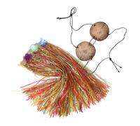 minkissy Hawaiian Costume Set Coconut Shell Bikini Top with Grass Skirt Lei Tropical Dance Outfit for Women Luau Party Supplies Traditional Hawaiian Attire