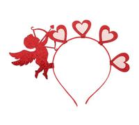 minkissy Heart Headband Valentines Day Headpieces Sequin Cupid Hair Band Red Love Heart Hair Band for Women Girls Halloween Valentine's Day Party Red