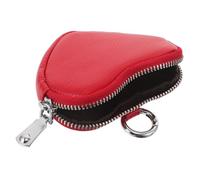 minkissy Heart Shaped Coin Purse for Women Stylish Mini Wallet with Keychain for Coins Earphones and Essentials for Shopping Dating and Travel Red Design