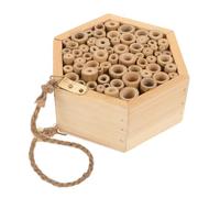 minkissy Hexagonal Wooden Bee House for Garden Ample Space and Food Sources, Handmade Household Beehive Suitable for Outdoor Use, Elegant Beige Insect Nest Box for Bees and Butterflies