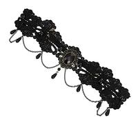 minkissy Hollow Lace Headdress Artificial Diamond Pearl Headpiece Frontal Band for Women Halloween