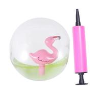 minkissy Inflatable Beach Ball with Pump Transparent PVC Flamingo Pattern Lightweight Safe Water for Pool and Beach Party Fun Random Color