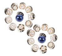minkissy Invisible Snap Buttons for Clothes, Detachable No-sew Fasteners Set with 10 Solid Blue and 10 Pearl Decorative Brooches, Anti-Peeping Clips for Shirts, Cardigans, and Dresses