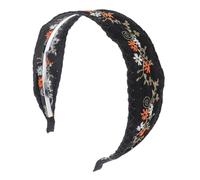 Minkissy Ladies Black Wide Floral Headband Embroidery Bohemia Floral Wide Headbands Vintage Ethnic Style Hair Band for Women Girls Hair Accessories Womens