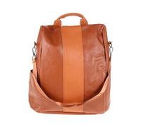 minkissy Large Capacity Brown Leather Backpack with Anti-theft Design Adjustable Straps Multi-function Casual Shoulder Bag for Women School Office Use