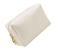 minkissy Large Capacity Cross-Pattern PU Cosmetics Pouch for Women Scratch-Resistant Makeup Bag with Stylish Shell Gold Finish for Travel Gym Outdoor Activities and Bathroom Organization