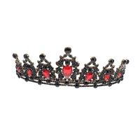 minkissy Large Retro Red Crown Tiara Headband for Women Baroque Rhinestone Hair Accessory for Weddings Proms Parties
