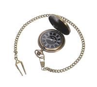 minkissy Large Roman Numeral Mechanical Pocket Watch with Chain Antique Bronze Vintage Timepiece for Men Oversized Dial for Easy Reading Steampunk Style Waistcoat Accessory for Graduation