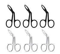 Minkissy Lash 6pcs Eyebrow Shaped Eyebrow Straight Tip Clip Flat Tip Hair Plucker Black Professional