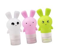 minkissy Leak Shampoo Bottles Set 3pcs Bunny Shape Lotion Squeeze Tube Colorful Reusable Travel Size for Shampoo Conditioner