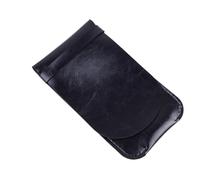 minkissy Leather Pen Case Handmade Vintage Pen Storage Bag Protective Sleeve Black Suitable for Pupils and Office Workers at School and Home